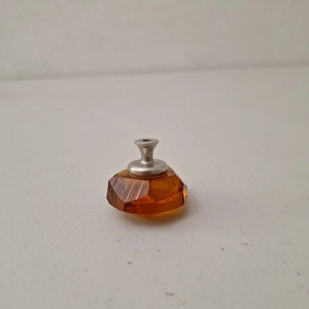Vintage Antique MCM Amber Jewel Diamond Cut Drawer Pull Knob Door Handle